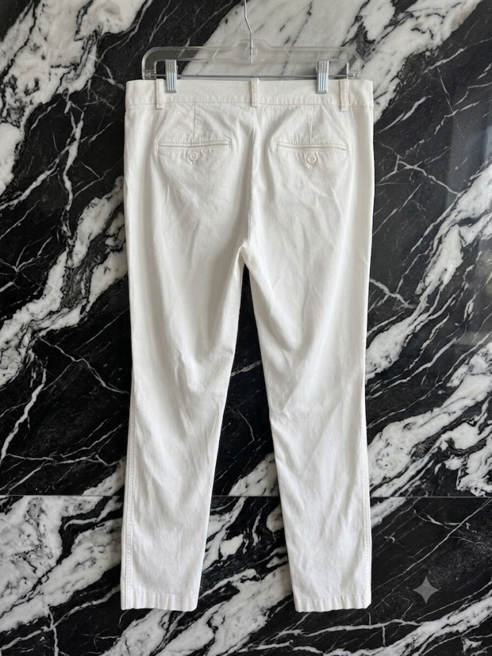 VINCE. Cream White Cotton Stretch Chino Pants Trousers 6 Classic Crop Slim - Picture 4 of 12